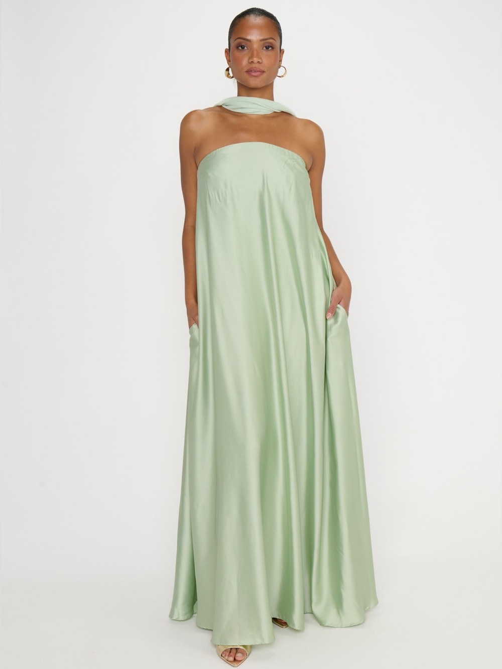 Show Me Your Mumu Tinsley Maxi Dress size medium M tube pistachio green nwot - Picture 3 of 5